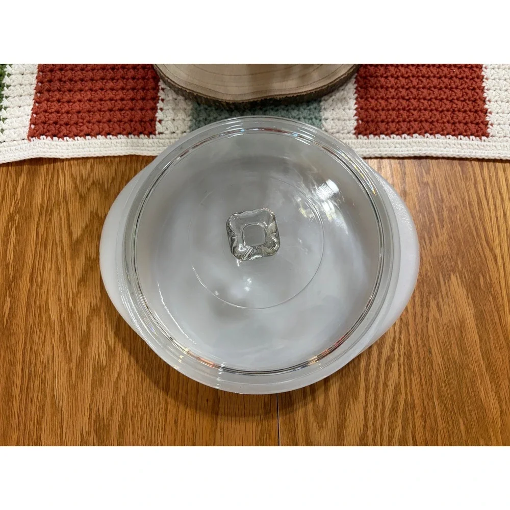 Glasbake Green Daisy Milk Glass Round Casserole Dish with Lid J2629 Vintage MCM
